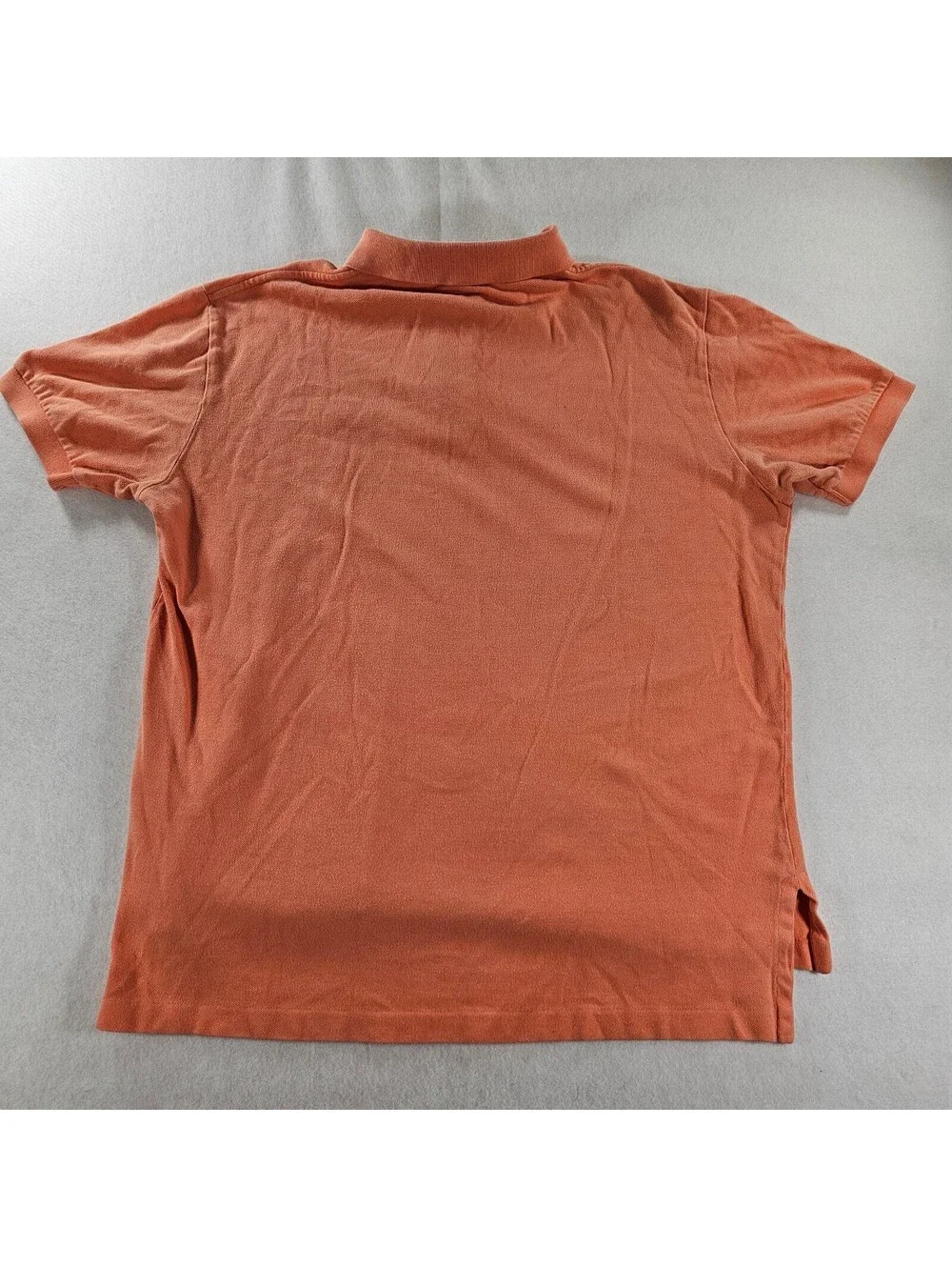 Polo Ralph Lauren Shirt Mens Large L Orange Pique Cotton Short Sleeve Navy Pony